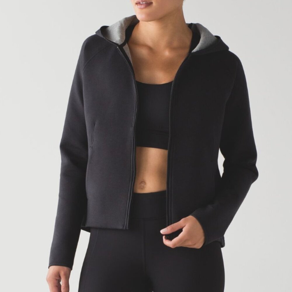 Lululemon City Bound Hoodie Black / Heathered Medium Grey Size 4